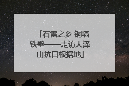 石雷之乡 铜墙铁壁——走访大泽山抗日根据地