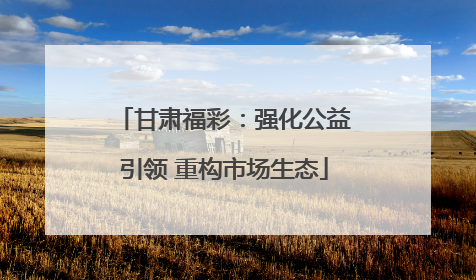 甘肃福彩：强化公益引领 重构市场生态