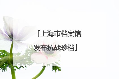 上海市档案馆发布抗战珍档