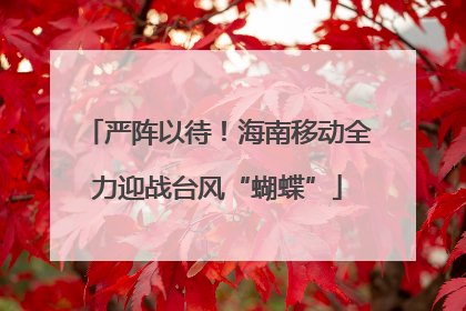严阵以待！海南移动全力迎战台风“蝴蝶”