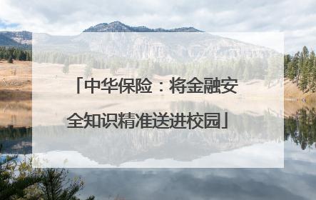 中华保险：将金融安全知识精准送进校园