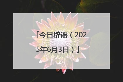 今日辟谣（2025年6月3日）