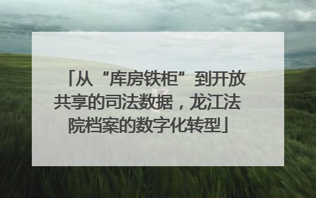 从“库房铁柜”到开放共享的司法数据，龙江法院档案的数字化转型