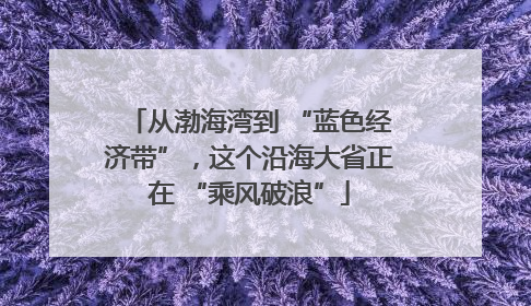 从渤海湾到 “蓝色经济带”，这个沿海大省正在 “乘风破浪”