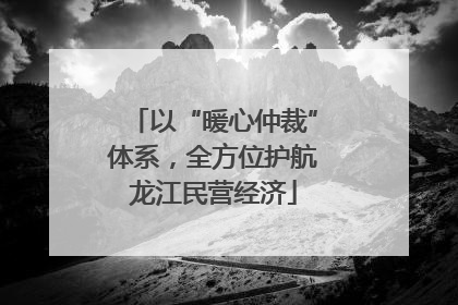 以“暖心仲裁”体系，全方位护航龙江民营经济