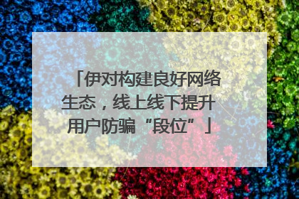 伊对构建良好网络生态，线上线下提升用户防骗“段位”