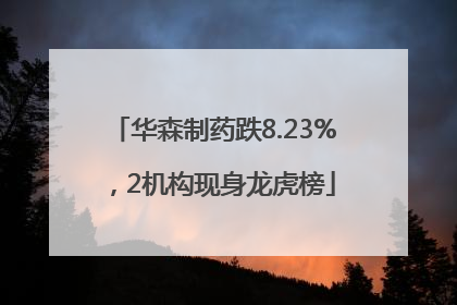 华森制药跌8.23%，2机构现身龙虎榜