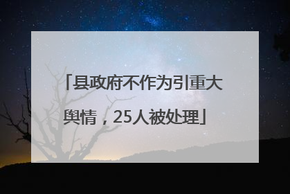 县政府不作为引重大舆情，25人被处理