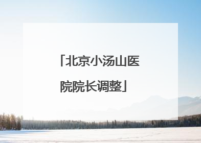 北京小汤山医院院长调整