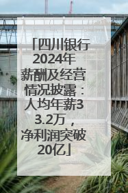 四川银行2024年薪酬及经营情况披露：人均年薪33.2万，净利润突破20亿