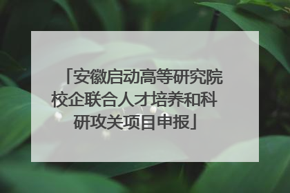安徽启动高等研究院校企联合人才培养和科研攻关项目申报