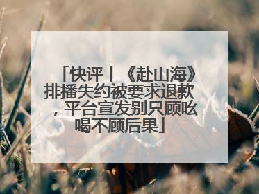 快评丨《赴山海》排播失约被要求退款，平台宣发别只顾吆喝不顾后果