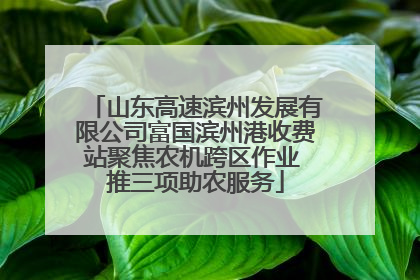 山东高速滨州发展有限公司富国滨州港收费站聚焦农机跨区作业 推三项助农服务