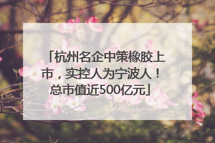 杭州名企中策橡胶上市，实控人为宁波人！总市值近500亿元