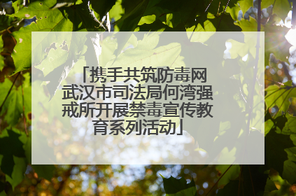 携手共筑防毒网 武汉市司法局何湾强戒所开展禁毒宣传教育系列活动