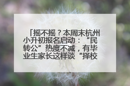 摇不摇？本周末杭州小升初报名启动：“民转公”热度不减，有毕业生家长这样谈“择校真相”……