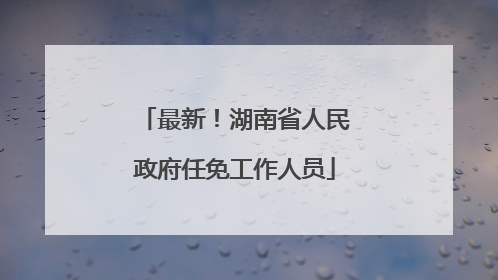 最新！湖南省人民政府任免工作人员