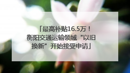 最高补贴16.5万！衡阳交通运输领域“以旧换新”开始接受申请