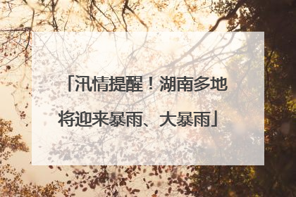 汛情提醒！湖南多地将迎来暴雨、大暴雨