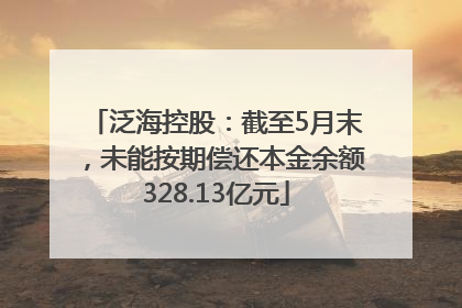 泛海控股：截至5月末，未能按期偿还本金余额328.13亿元