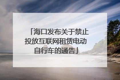 海口发布关于禁止投放互联网租赁电动自行车的通告