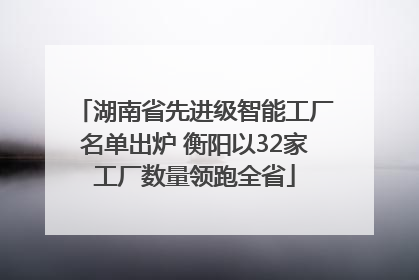 湖南省先进级智能工厂名单出炉 衡阳以32家工厂数量领跑全省