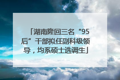 湖南隆回三名“95后”干部拟任副科级领导，均系硕士选调生