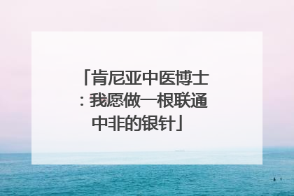 肯尼亚中医博士：我愿做一根联通中非的银针
