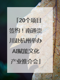 20个项目签约！南通崇川赴杭州举办AI赋能文化产业推介会