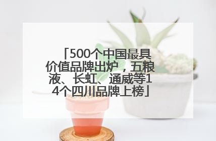 500个中国最具价值品牌出炉，五粮液、长虹、通威等14个四川品牌上榜